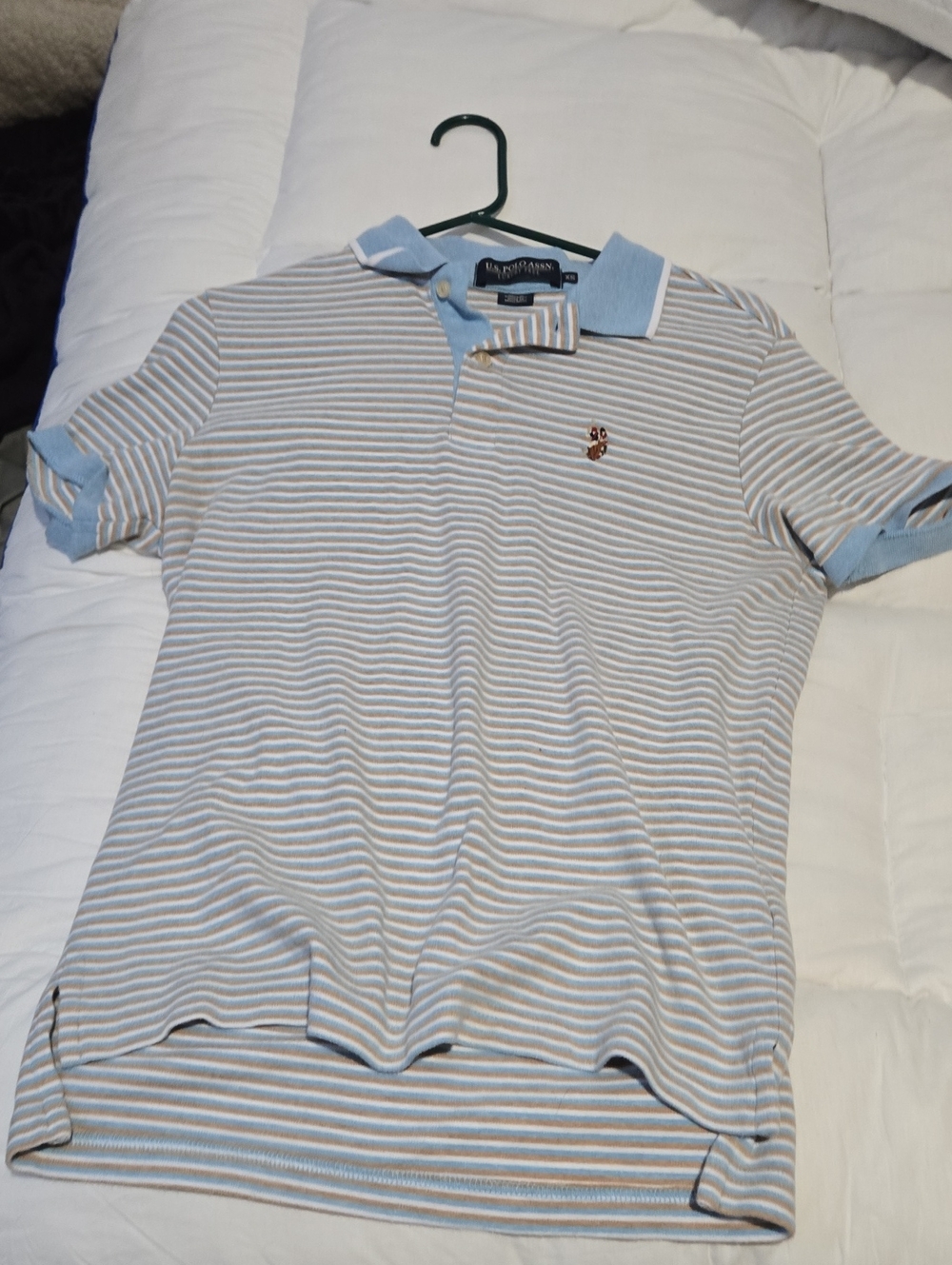 U.S. Polo Assn. Light Blue & White Striped Polo Shirt